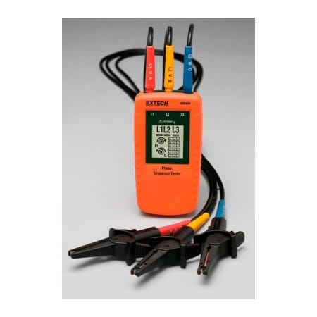 Flir Commercial Systems Extech Phase Sequence Tester, 40 to 60 V, 2.7inW 480400